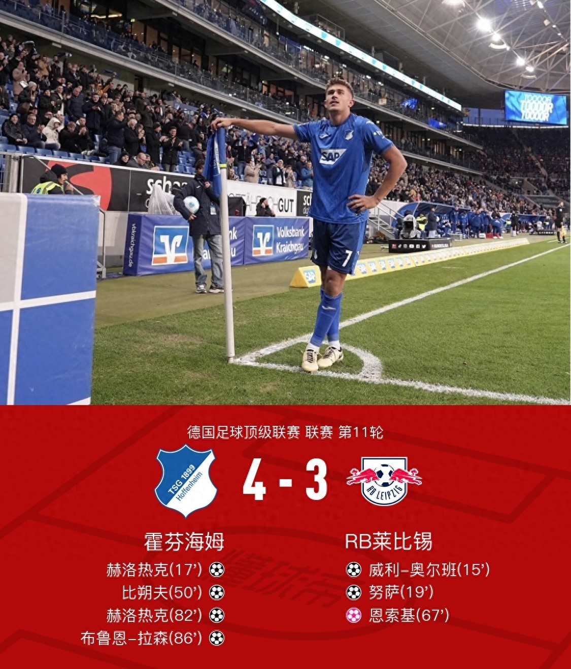 关于霍芬海姆足球俱乐部取得一场胜利的信息